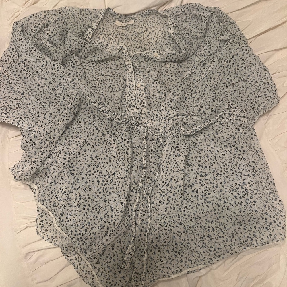 Doen Floral Print shorts and top set - small - Blue and White